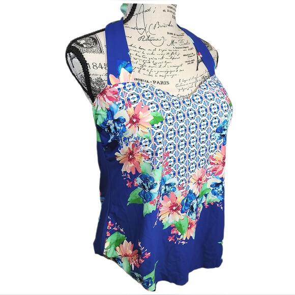 24th & Ocean Tankini Swimsuit Womens L XL Separates Halter Top Bottom New - Picture 1 of 16